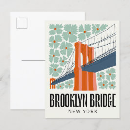 Brooklyn Bridge New York abstracte reizen bloemen Briefkaart
