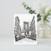 Brooklyn Bridge New York Black White Illustratie Briefkaart (Staand voorkant)