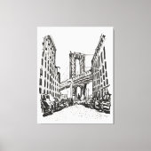 Brooklyn Bridge New York Black White Illustratie Canvas Afdruk (Voorkant)