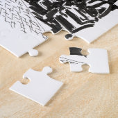 Brooklyn Bridge New York Black White Illustratie Legpuzzel (Zijkant)