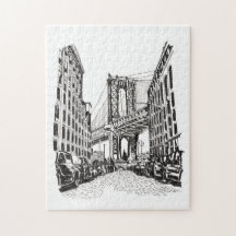 Brooklyn Bridge New York Black White Illustratie