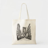Brooklyn Bridge New York Black White Illustratie Tote Bag (Voorkant)