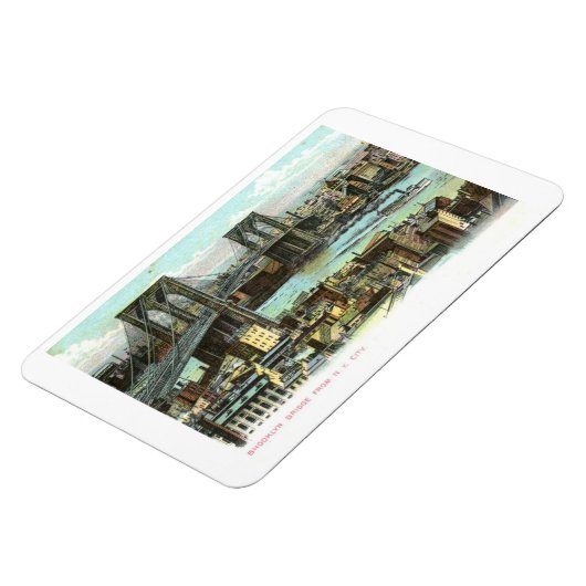 Brooklyn Bridge, New York City 1910,  Postca Magneet (Linkerzijde)