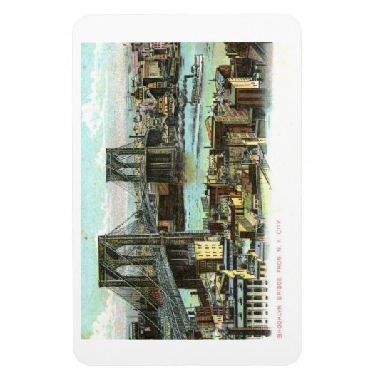 Brooklyn Bridge, New York City 1910,  Postca Magneet (Verticaal)