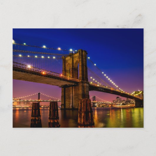 Brooklyn Bridge, New York City bij nacht Briefkaart (Voorkant)