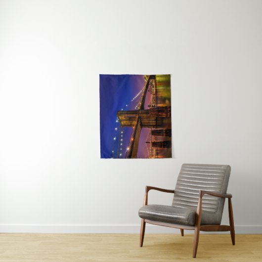 Brooklyn Bridge, New York City bij nacht Wandkleed (In situ)