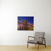 Brooklyn Bridge, New York City bij nacht Wandkleed (In Situ (horizontaal))