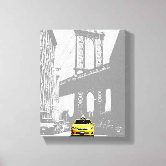 Brooklyn Bridge New York City Geel Taxi NYC Canvas Afdruk (Voorkant)