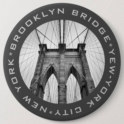 Brooklyn Bridge New-York City Landmark Custom Text Ronde Button 6,0 Cm (Voorkant)