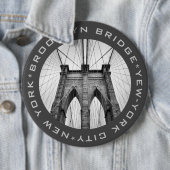 Brooklyn Bridge New-York City Landmark Custom Text Ronde Button 6,0 Cm (In situ)