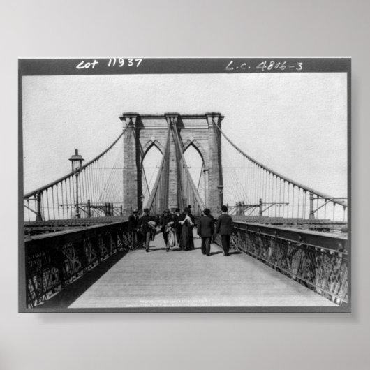  Brooklyn Bridge New York City NY 1898 Poster (Voorkant)