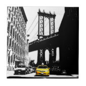 Brooklyn Bridge New York City Ny Nyc Yellow Taxi Tegeltje (Voorkant)