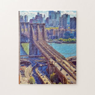 Brooklyn Bridge New York City Silhouette Muur Kuns Legpuzzel