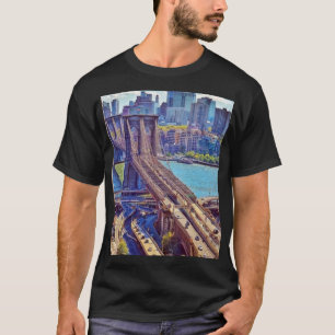 Brooklyn Bridge New York City Silhouette Muur Kuns T-shirt