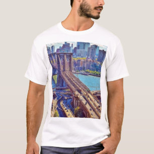 Brooklyn Bridge New York City Silhouette Muur Kuns T-shirt