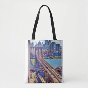 Brooklyn Bridge New York City Silhouette Muur Kuns Tote Bag