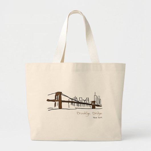 Brooklyn bridge New york lijnillustratie Grote Tote Bag (Voorkant)