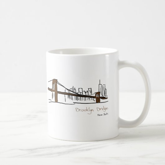 Brooklyn bridge New york lijnillustratie Koffiemok (Rechts)
