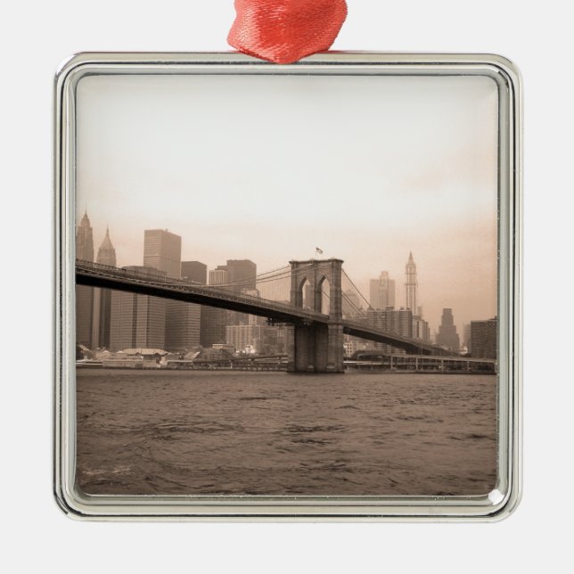 Brooklyn Bridge New York Metalen Ornament (Voorkant)