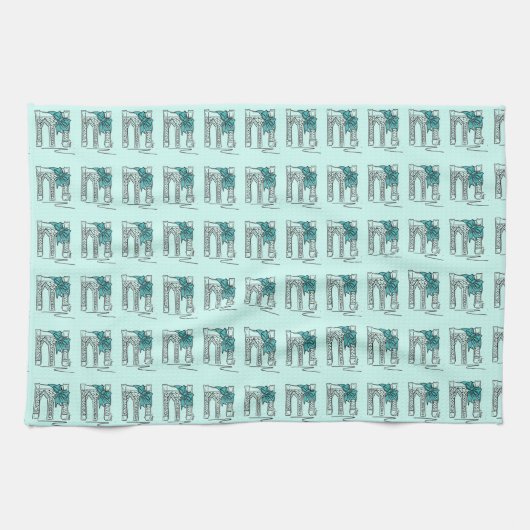 Brooklyn Bridge New York NYC Blue Chanoeka Vakanti Theedoek (Horizontaal)