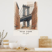 Brooklyn Bridge New York | Poster van Straatkunst (Keuken)
