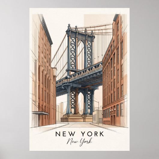 Brooklyn Bridge New York | Poster van Straatkunst (Voorkant)