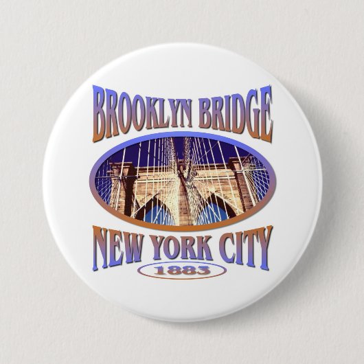 Brooklyn Bridge New York Ronde Button 7,6 Cm (Voorkant)