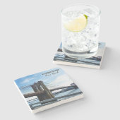 Brooklyn Bridge New York Souvenir Stone Coaster Stenen Onderzetter (Zijkant)