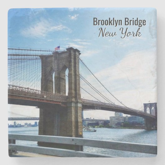 Brooklyn Bridge New York Souvenir Stone Coaster Stenen Onderzetter (Voorkant)
