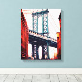 Brooklyn Bridge New York Stretched Canvas Print (Insitu (Houten vloer))