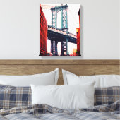Brooklyn Bridge New York Stretched Canvas Print (Insitu (Slaapkamer))