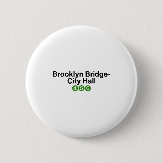 Brooklyn Bridge New York Subway Station Signs, Nyc Ronde Button 5,7 Cm (Voorkant)