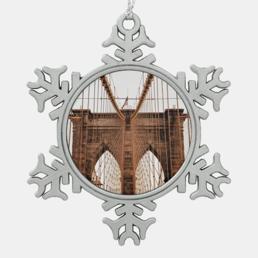 Brooklyn Bridge, New York Tin Sneeuwvlok Ornament (Voorkant)