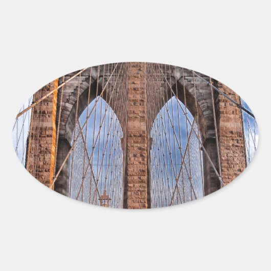 Brooklyn Bridge New York USA Ovale Sticker (Voorkant)