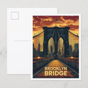 Brooklyn Bridge New York USA Vintage Reizen Briefkaart