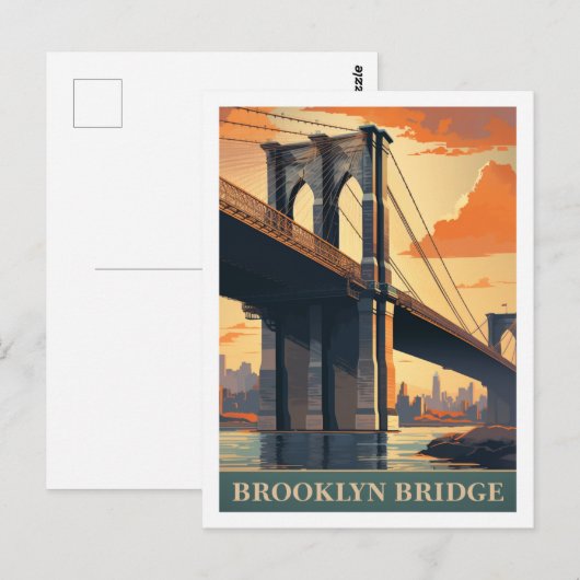Brooklyn Bridge New York Verenigde Staten Beroemde Briefkaart (Voorkant / Achterkant)