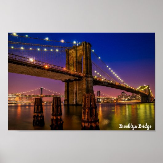 Brooklyn Bridge Night Lights Poster (Voorkant)