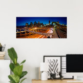 Brooklyn Bridge Night Panorama NYC Poster (Thuiskantoor)