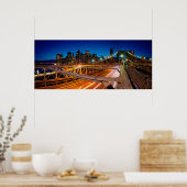 Brooklyn Bridge Night Panorama NYC Poster (Keuken)