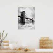 Brooklyn Bridge Nog Steeds Magie Monochroom Poster (Keuken)