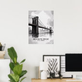 Brooklyn Bridge Nog Steeds Magie Monochroom Poster (Thuiskantoor)