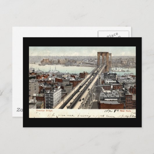 Brooklyn Bridge NY 1907  Briefkaart (Voorkant / Achterkant)