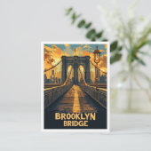 Brooklyn Bridge NY Verenigde Staten  Illustratie R Briefkaart (Staand voorkant)