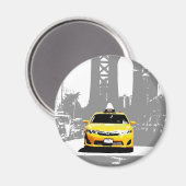 Brooklyn Bridge Ny Yellow Taxi Nyc Pop Art Afbeeld Magneet (Voorkant / Achterkant)