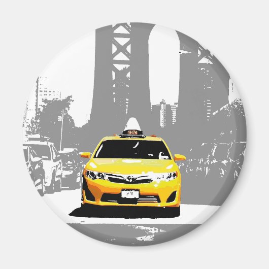 Brooklyn Bridge Ny Yellow Taxi Nyc Pop Art Afbeeld Magneet (Voorkant)