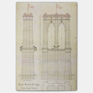 Brooklyn Bridge NYC architectuur blauwdruk vintage Post-it® Notes