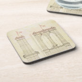 Brooklyn Bridge NYC-architectuurblauwdruk vintage Bier Onderzetter (Linkerzijde)