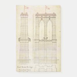 Brooklyn Bridge NYC-architectuurblauwdruk vintage Post-it® Notes