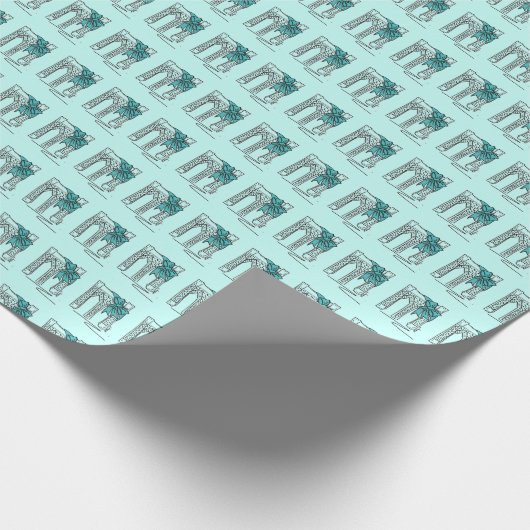 Brooklyn Bridge NYC Blue Kerstmis Hanukkah Cadeaupapier (Hoek)