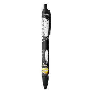 Brooklyn Bridge Nyc Gele Taxi Sjabloon New York Zwarte Inkt Pen